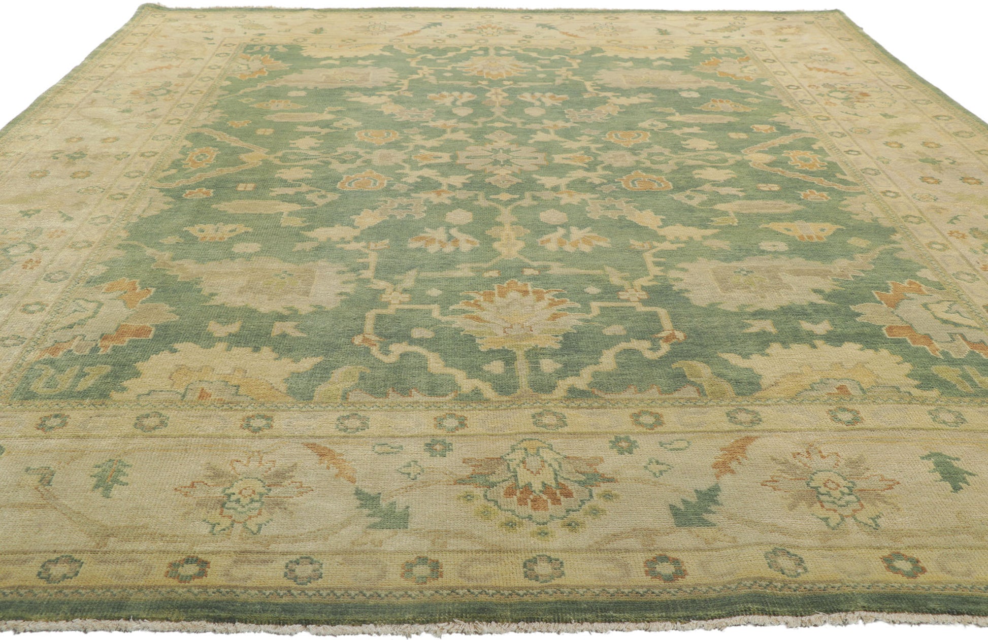 9 x 12 Contemporary Green Oushak Rug 30188
