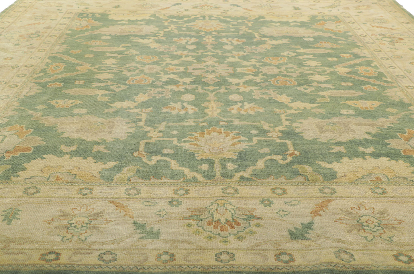 9 x 12 Contemporary Green Oushak Rug 30188