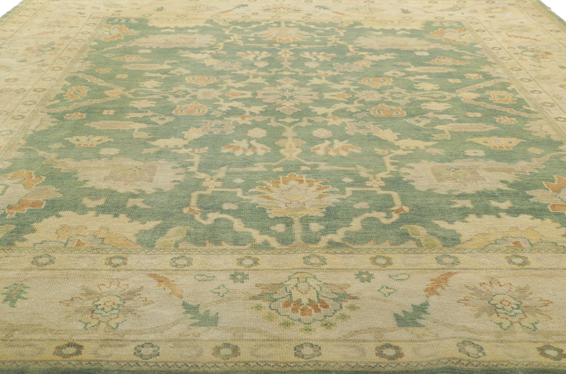 9 x 12 Contemporary Green Oushak Rug 30188