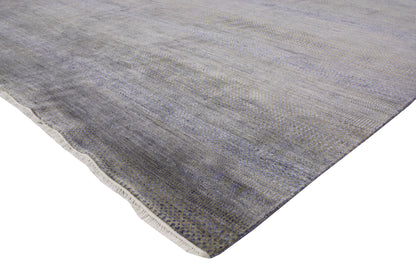 9 x 12 Gray Transitional Wool and Silk Rug 30332