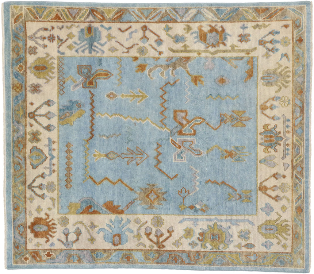 6 x 7 Contemporary Blue Oushak Rug 30402