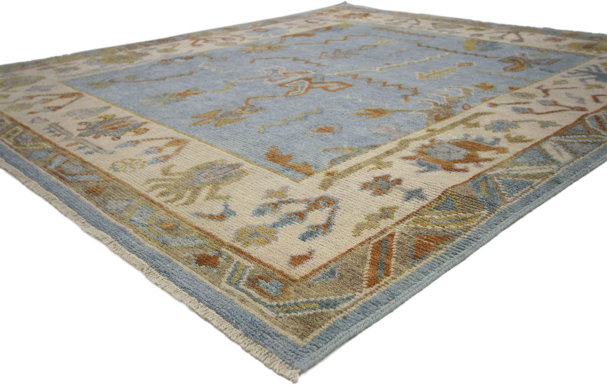 6 x 7 Contemporary Blue Oushak Rug 30402