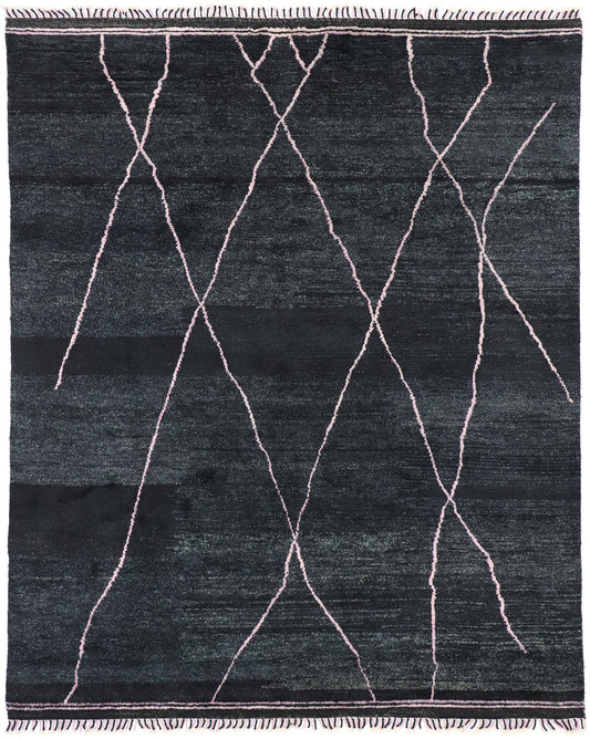 8 x 10 Modern Black Moroccan Rug 30479