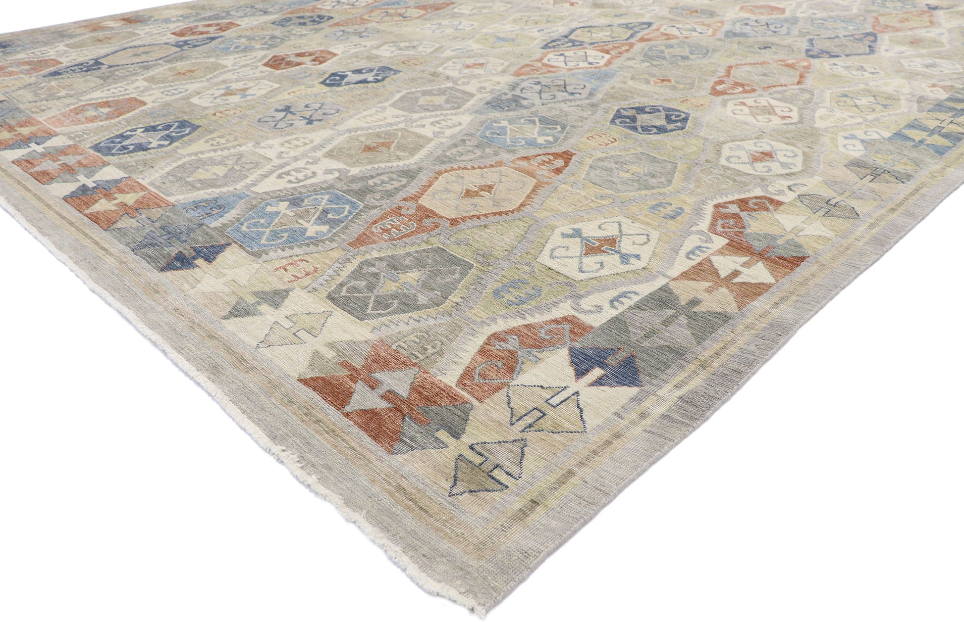 10 x 13 Vintage-Inspired Tribal Oushak Rug 30627