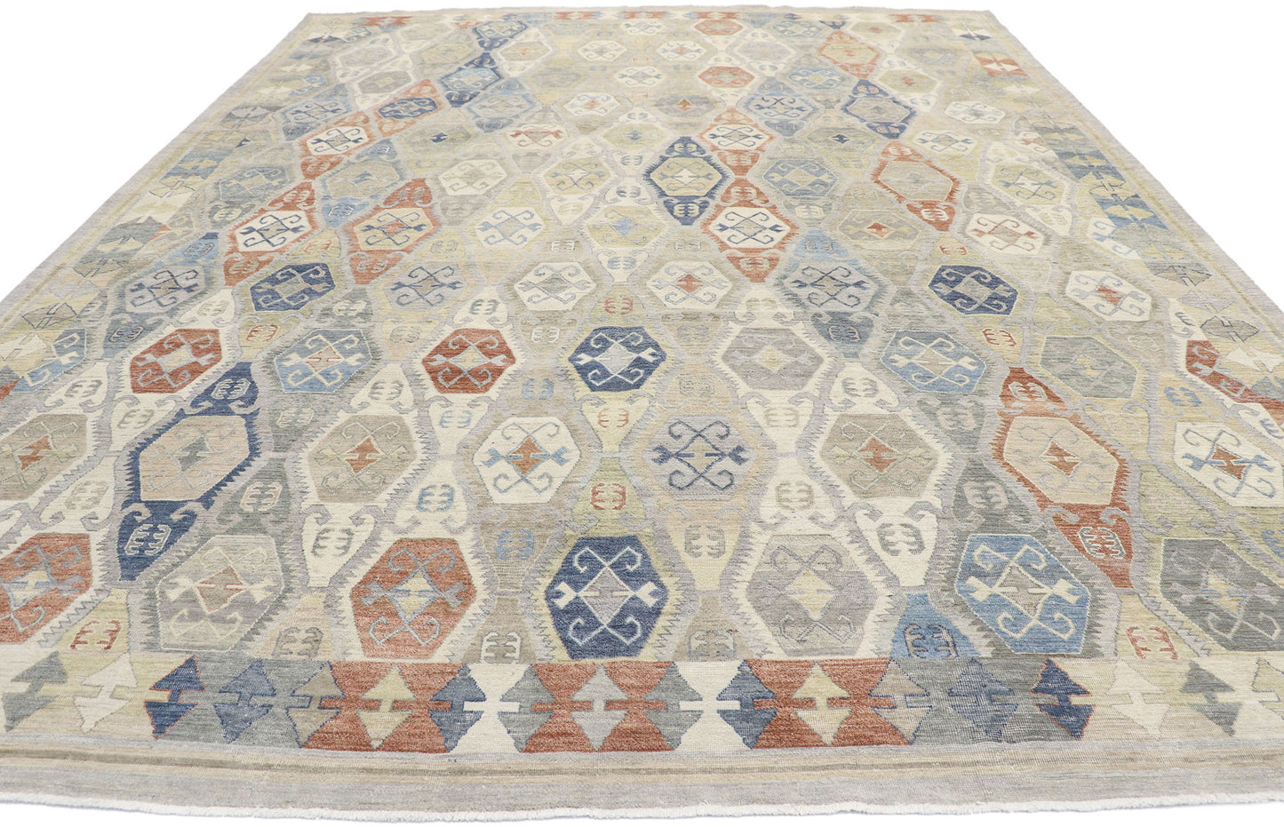 10 x 13 Vintage-Inspired Tribal Oushak Rug 30627