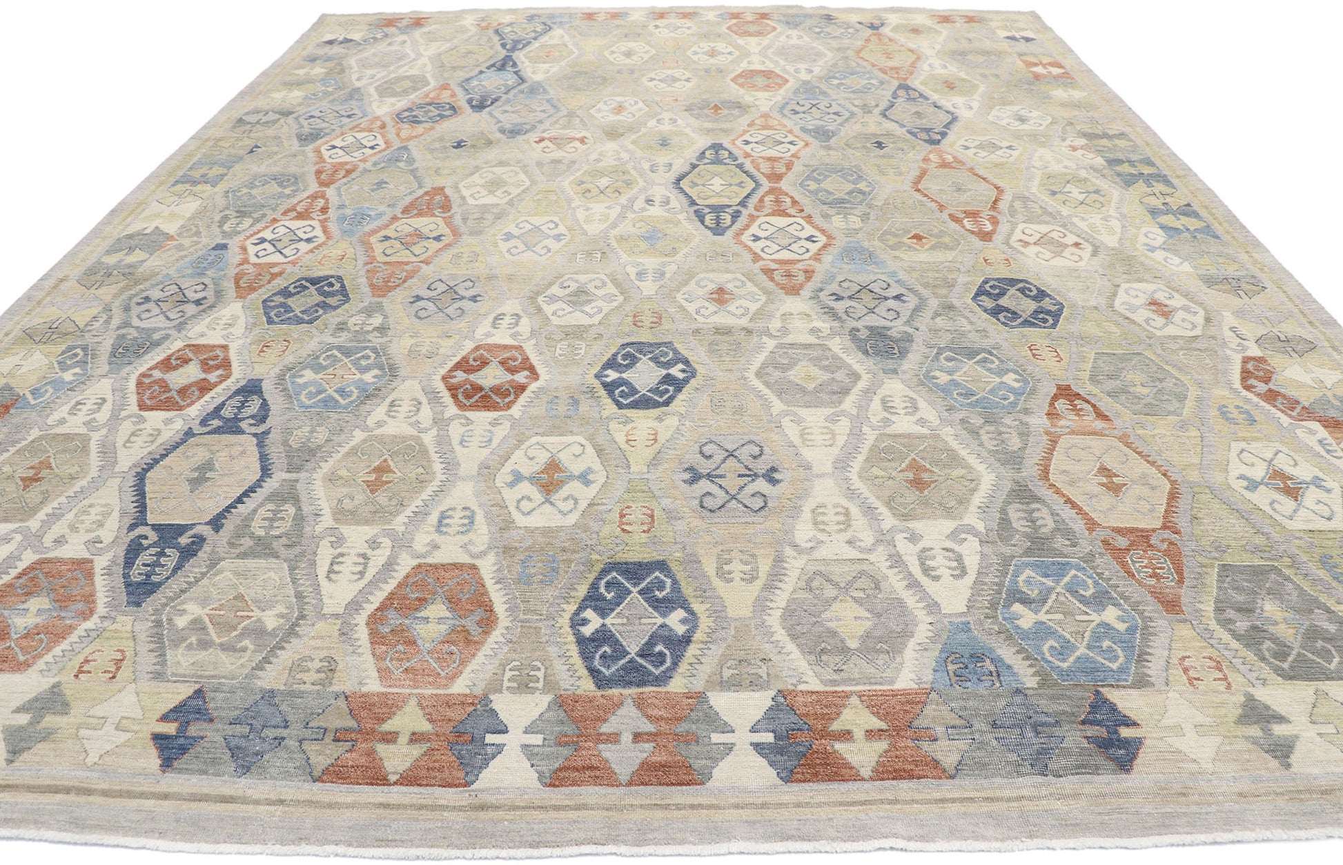 10 x 13 Vintage-Inspired Tribal Oushak Rug 30627