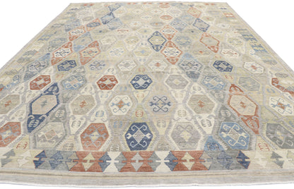 10 x 13 Vintage-Inspired Tribal Oushak Rug 30627