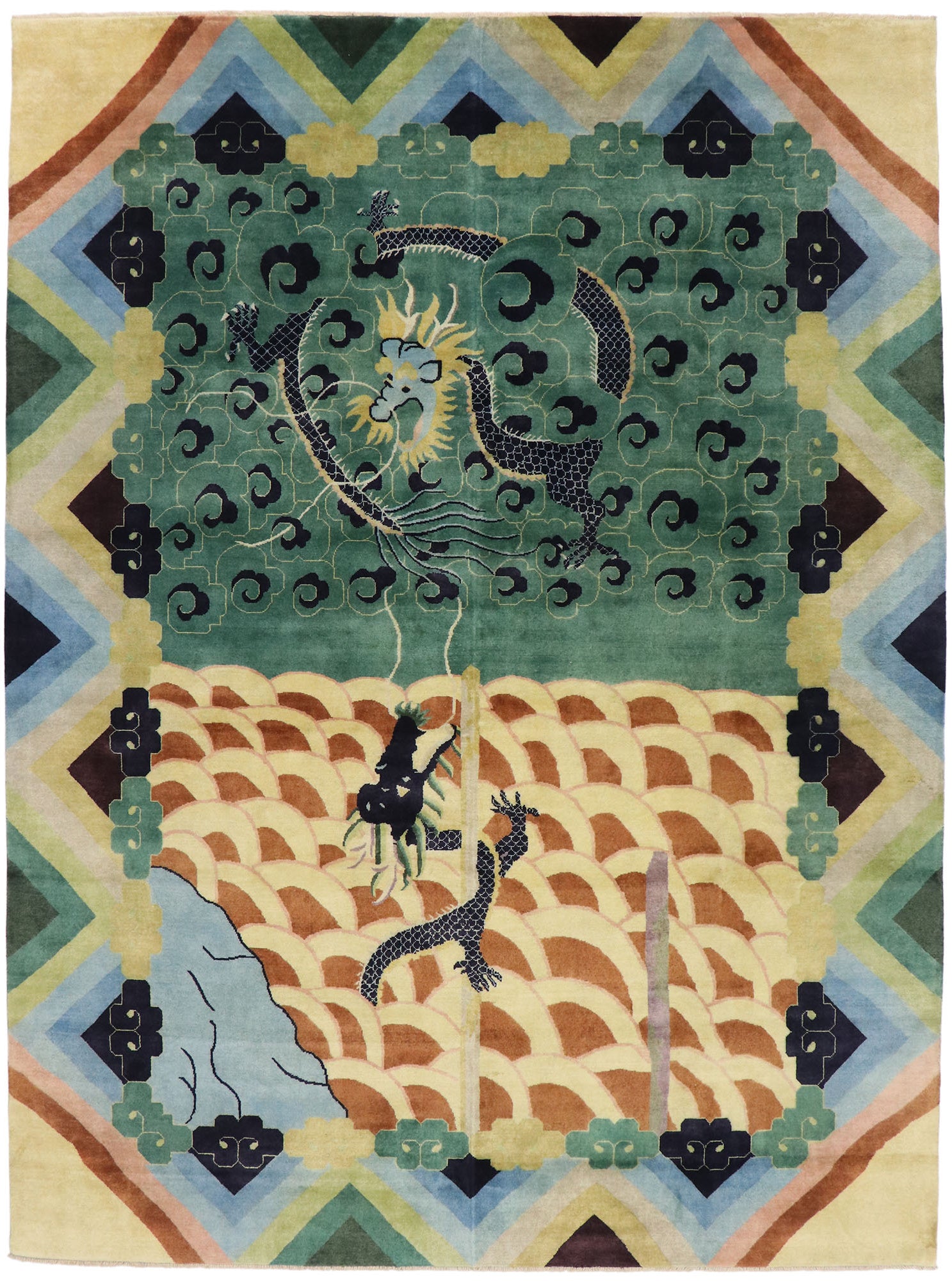 10 x 13 Contemporary Chinese Dragon Pictorial Rug 30638