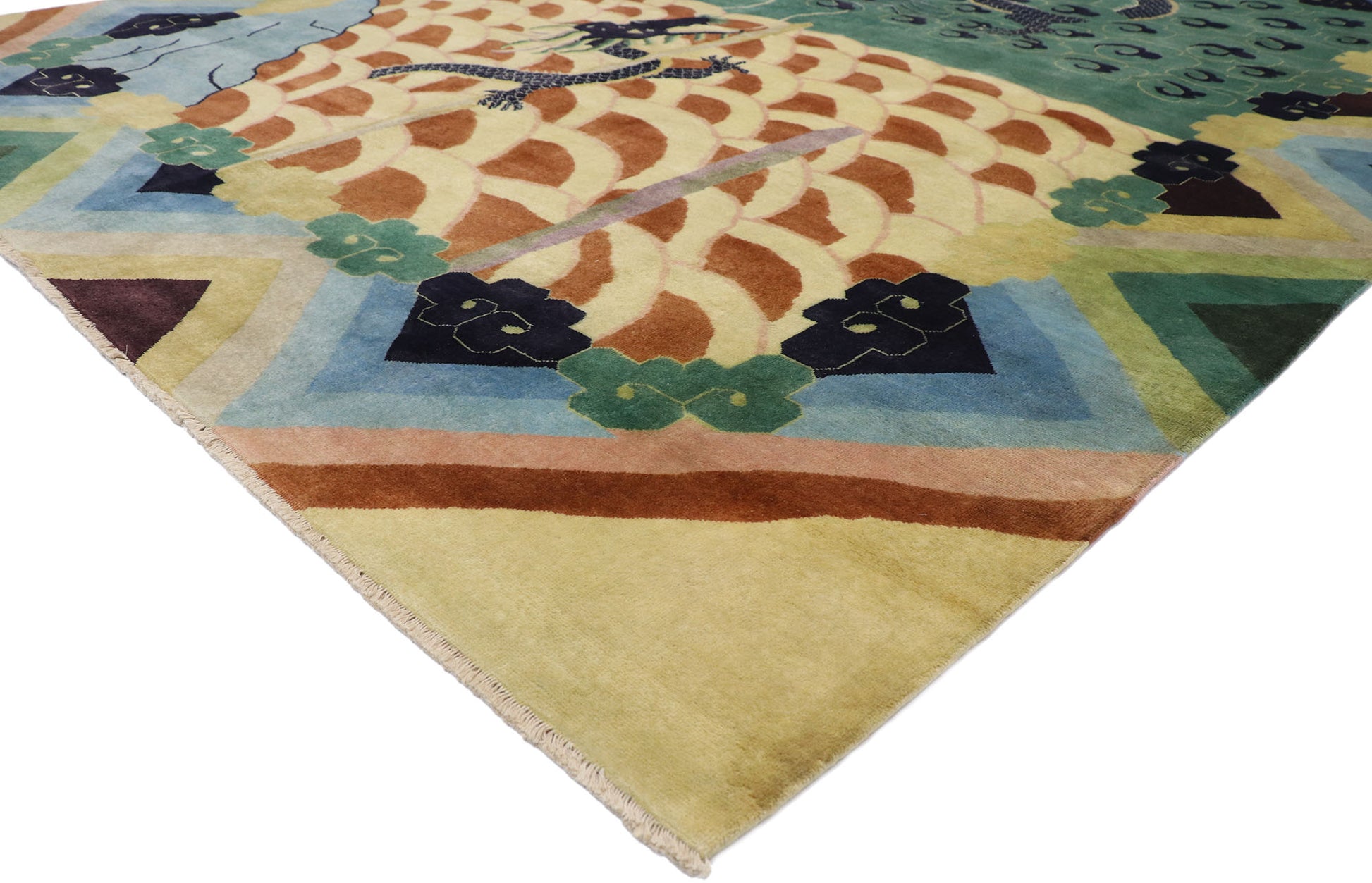 10 x 13 Contemporary Chinese Dragon Pictorial Rug 30638