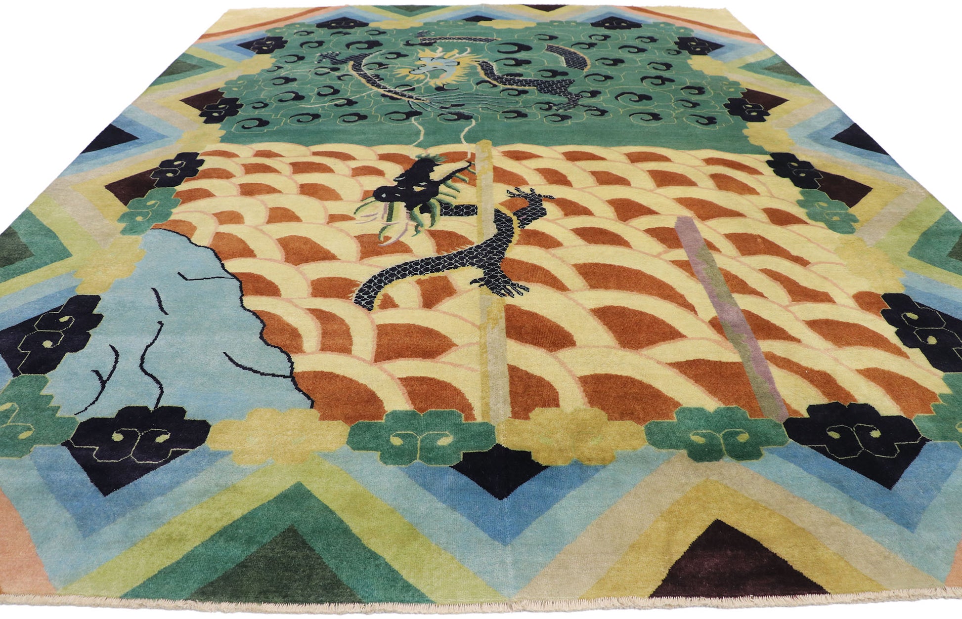 10 x 13 Contemporary Chinese Dragon Pictorial Rug 30638
