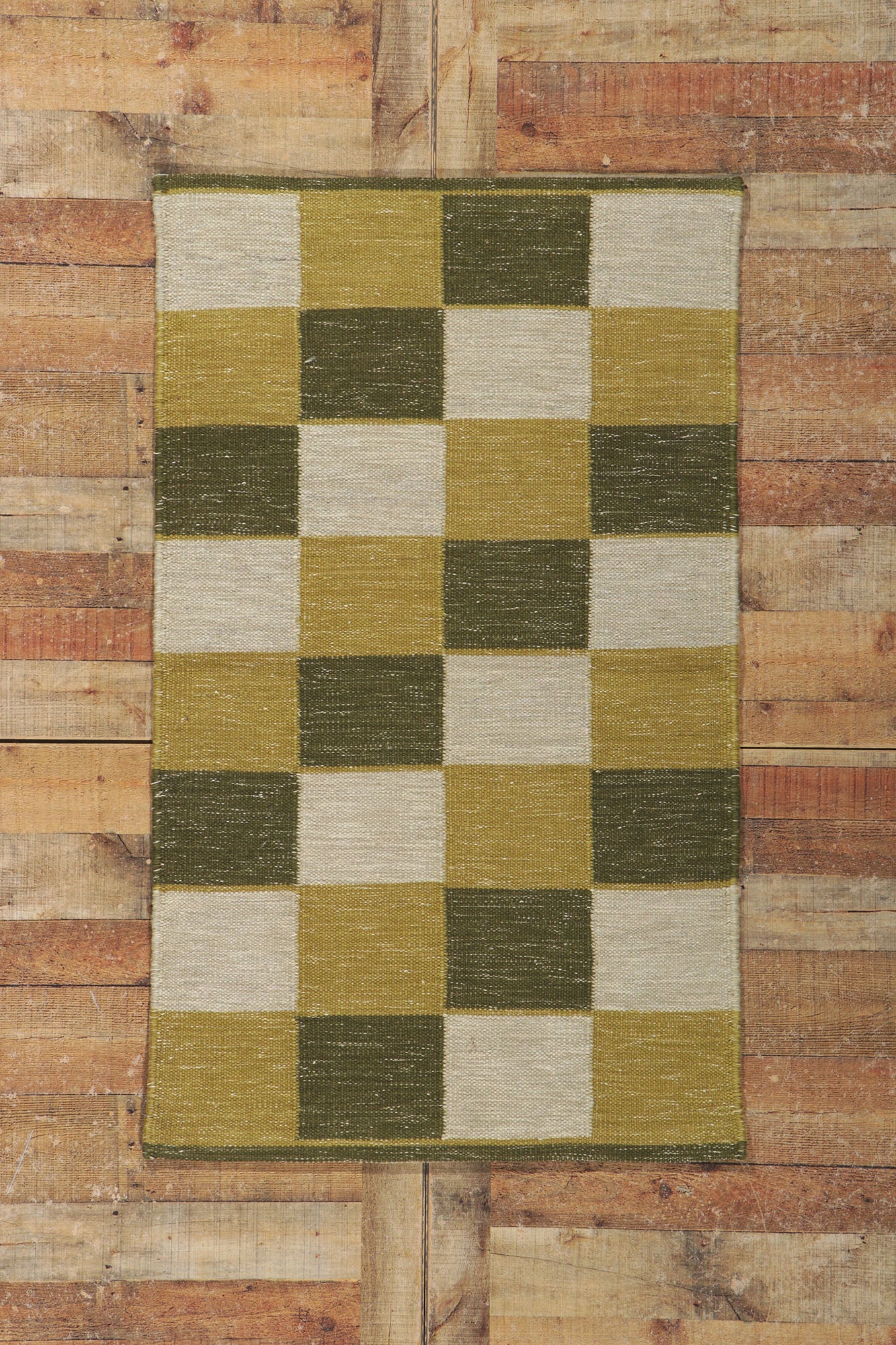 3 x 5 Swedish Inspired Checkered Kilim Rug 30703