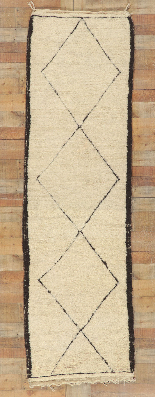 3 x 10 Vintage Moroccan Beni Ourain Runner 78361