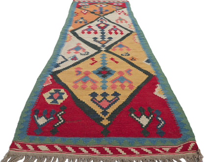 3 x 10 Vintage Persian Shiraz Kilim Runner 61059