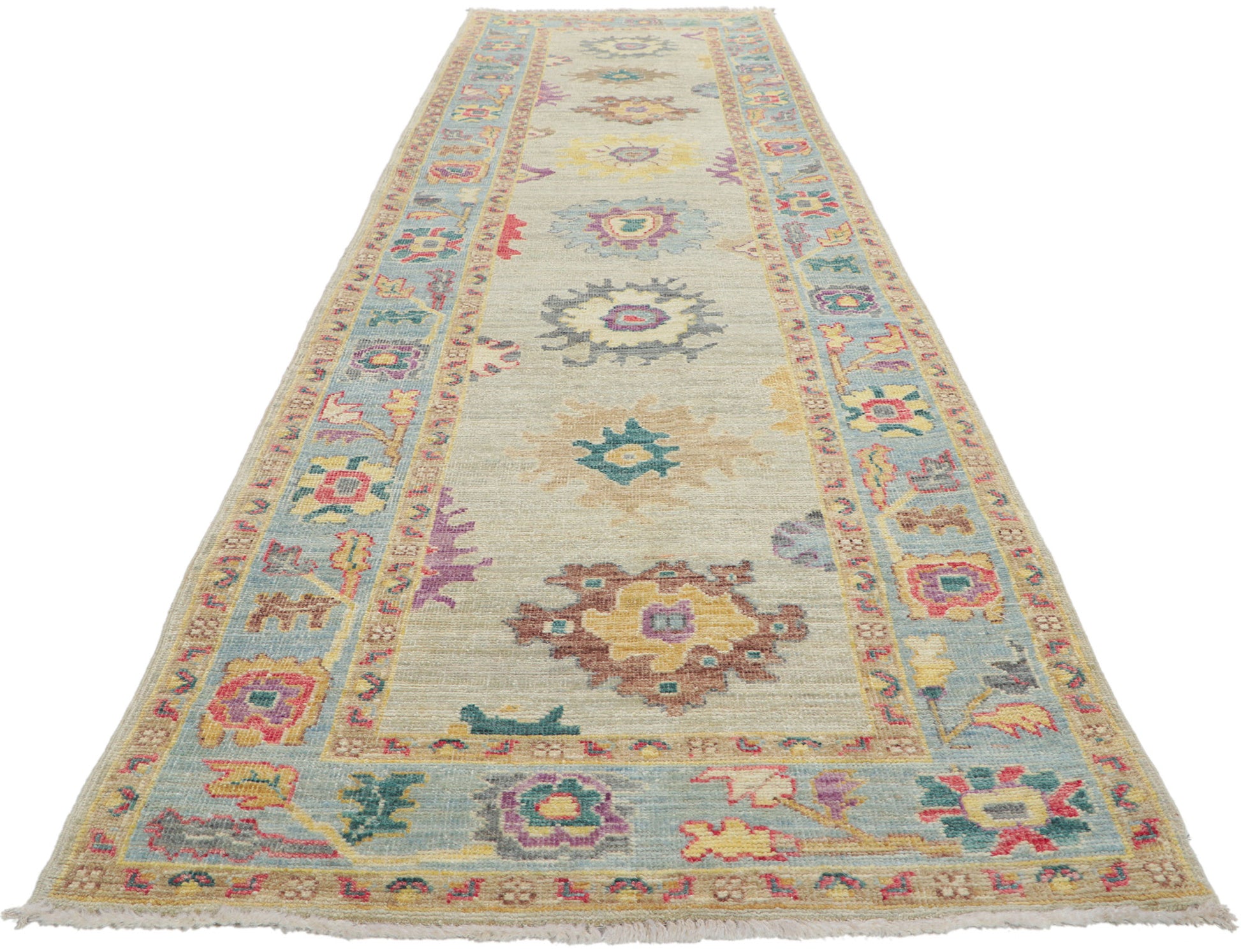 3 x 12 Colorful Oushak Runner 80966