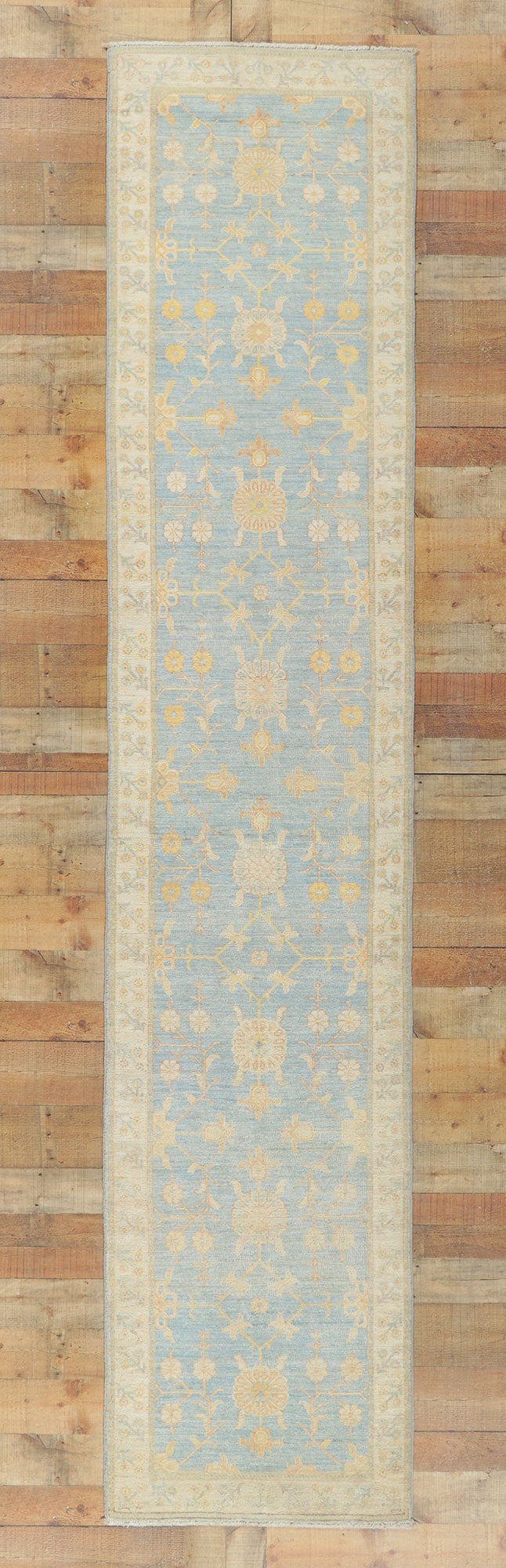 3 x 12 Colorful Blue Oushak Runner 80976
