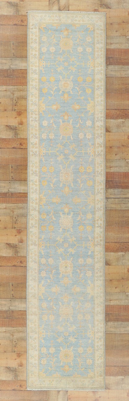 3 x 12 Colorful Blue Oushak Runner 80976