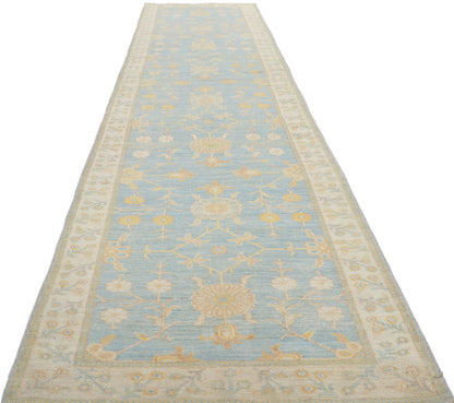 3 x 12 Colorful Blue Oushak Runner 80976