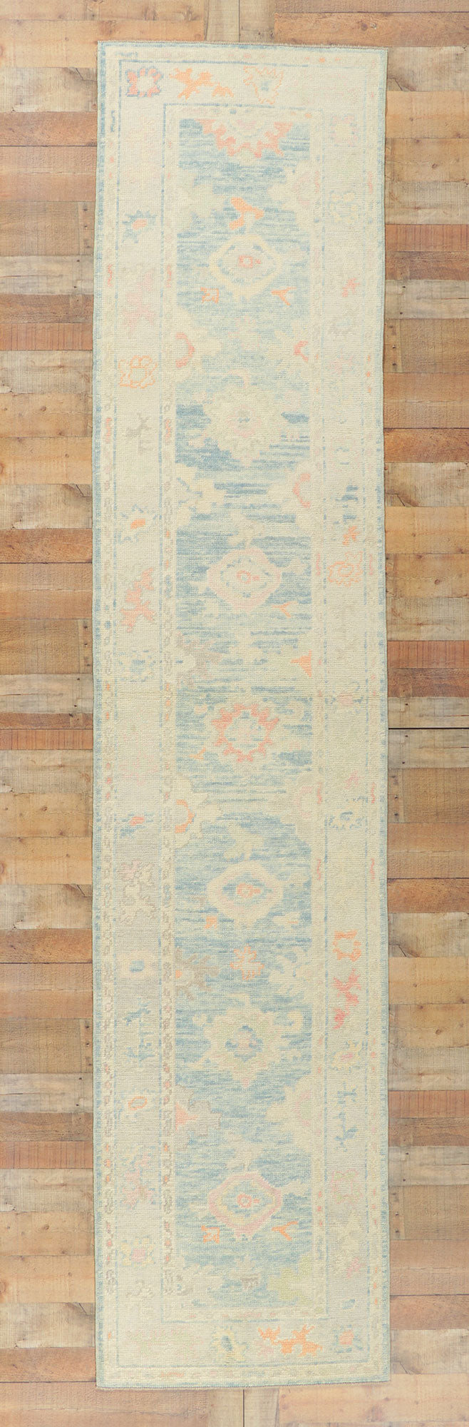 3 x 13 Modern Light Blue Turkish Oushak Rug 53824