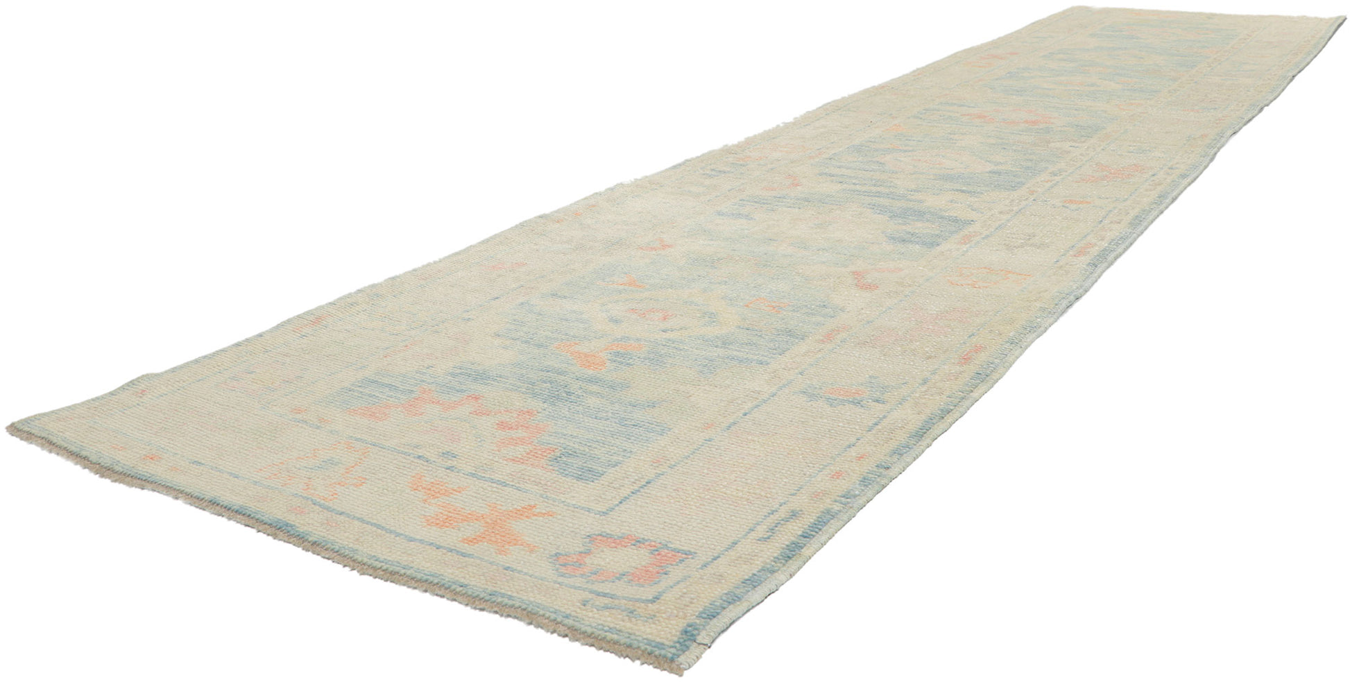 3 x 13 Modern Light Blue Turkish Oushak Rug 53824