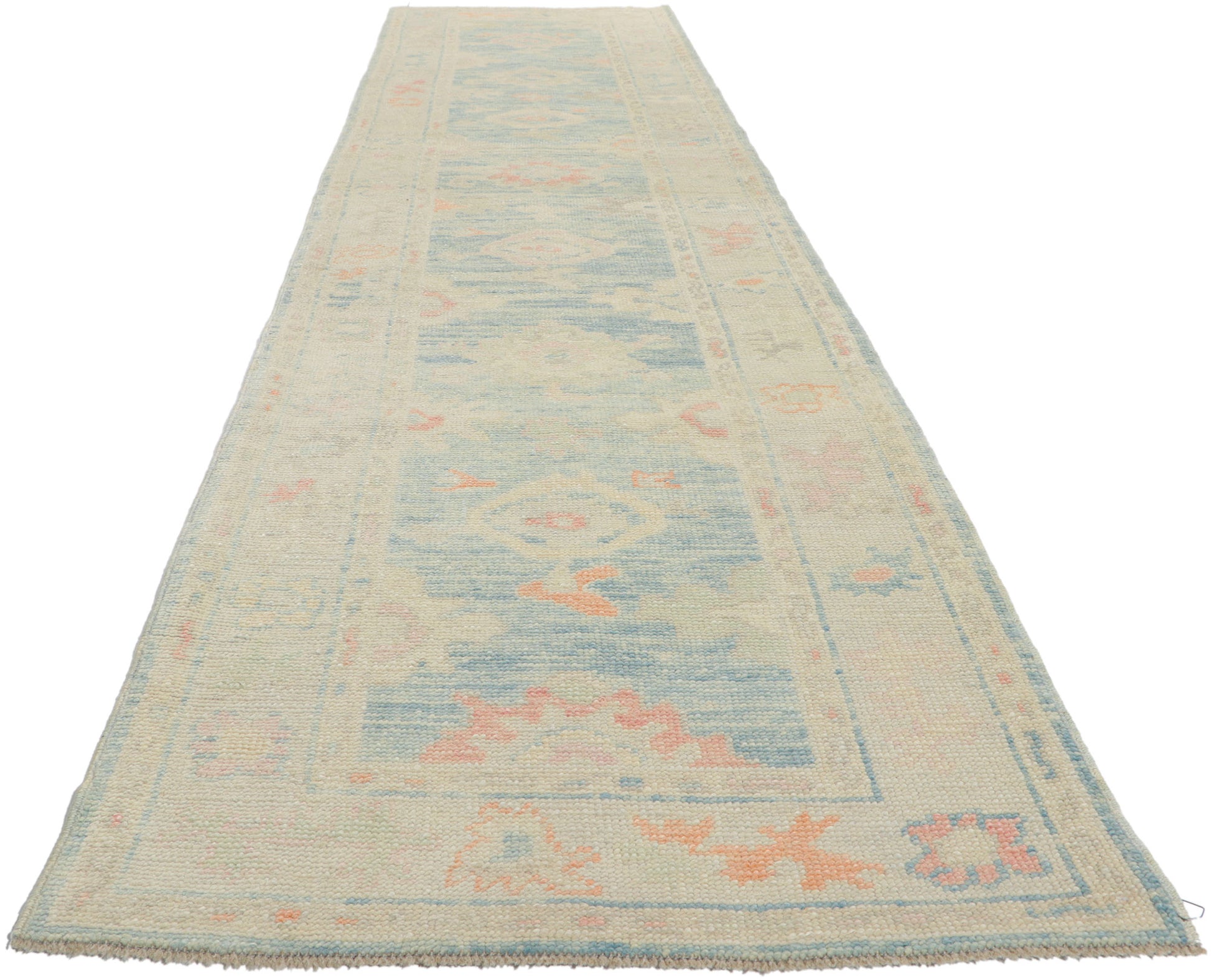 3 x 13 Modern Light Blue Turkish Oushak Rug 53824