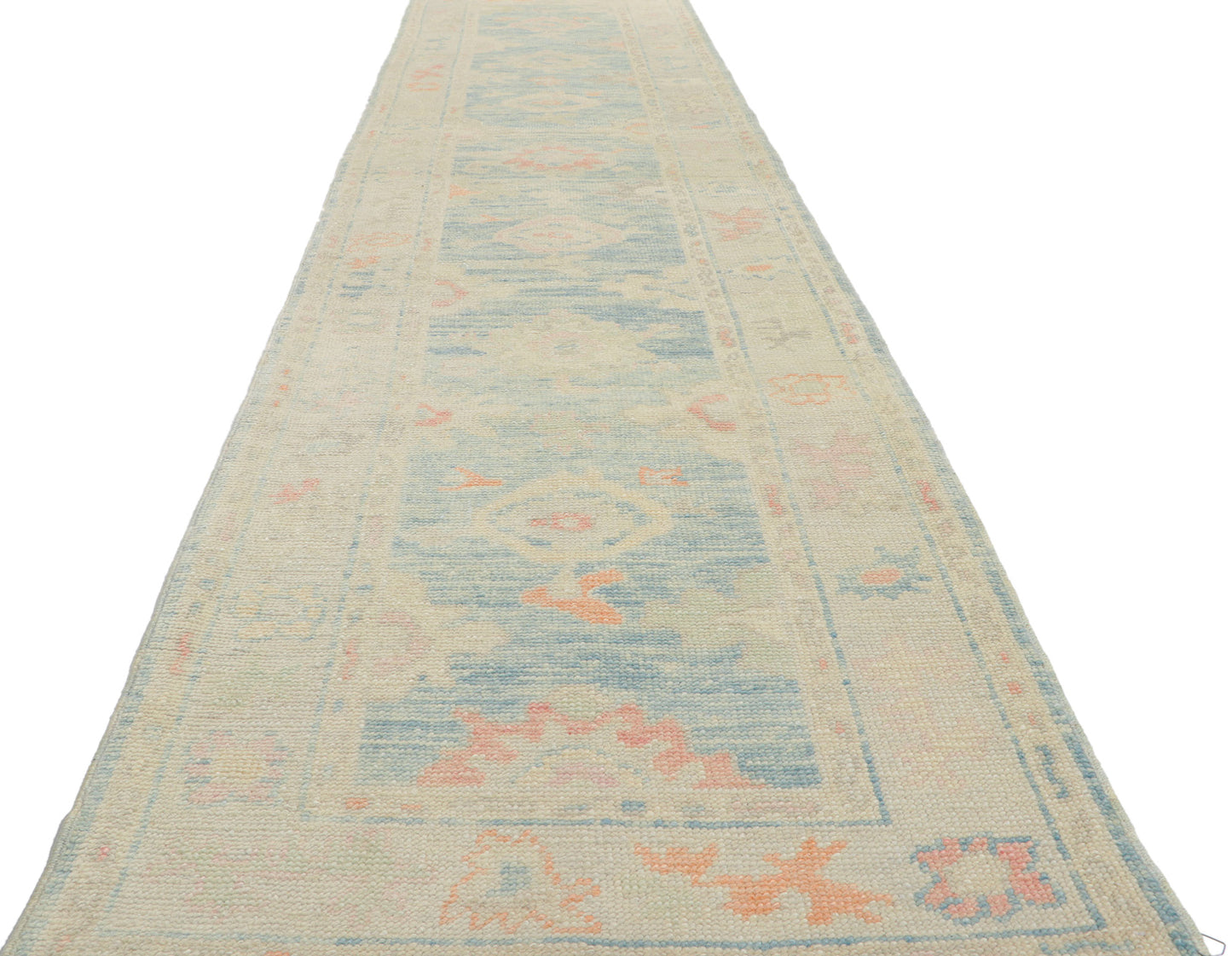 3 x 13 Modern Light Blue Turkish Oushak Rug 53824