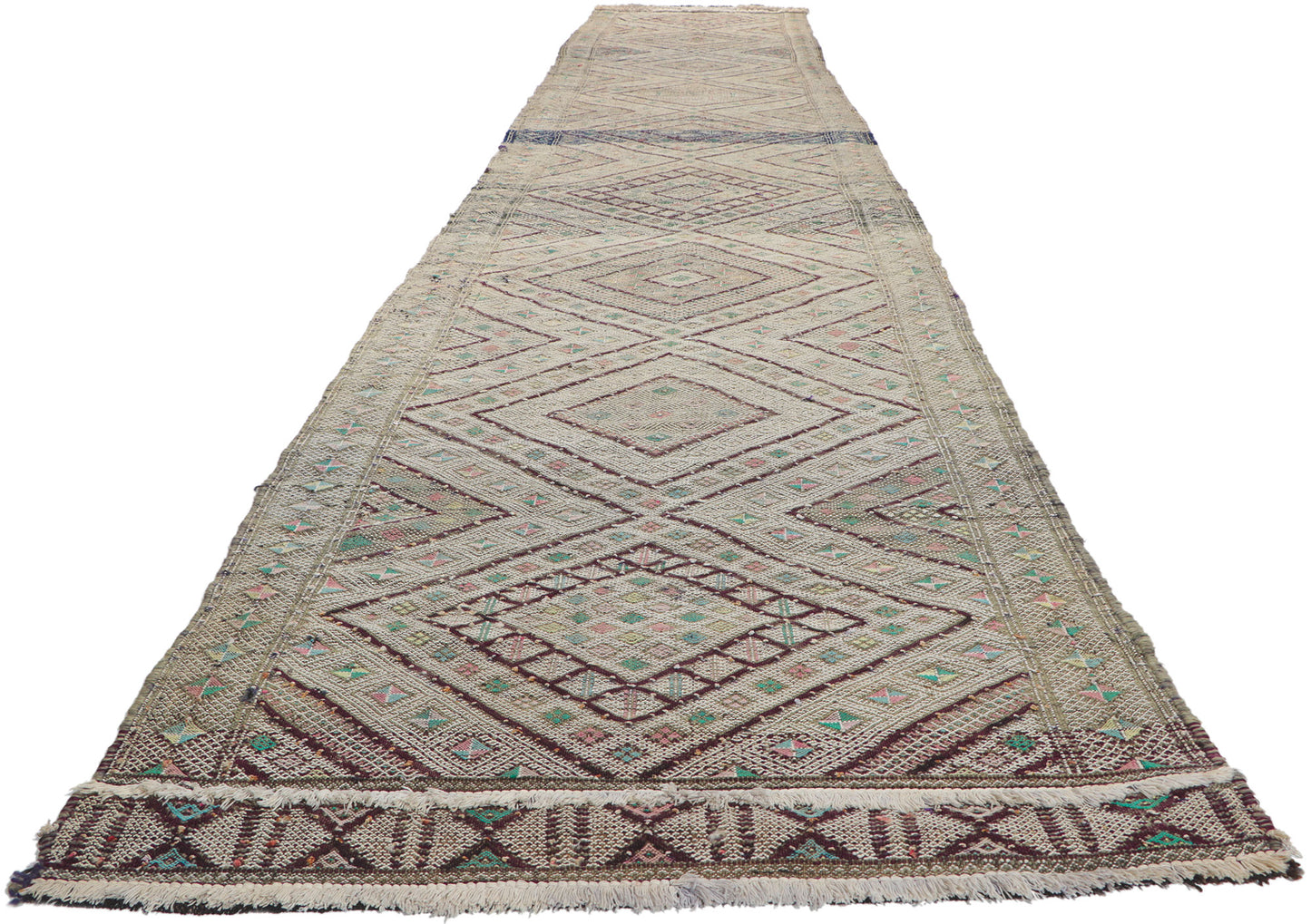 3 x 18 Vintage Zemmour Moroccan Kilim Runner 21717