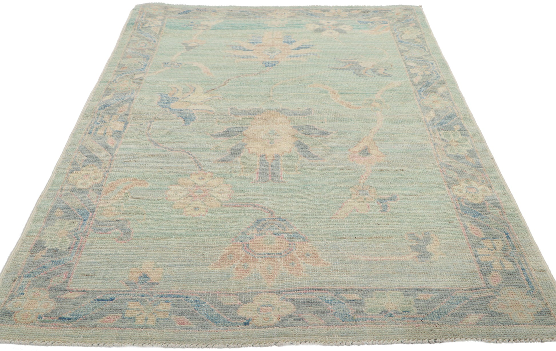 3 x 5 Colorful Light Blue Oushak Rug 80844