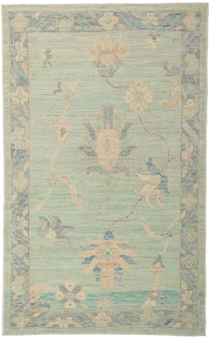 3 x 5 Colorful Light Blue Oushak Rug 80844