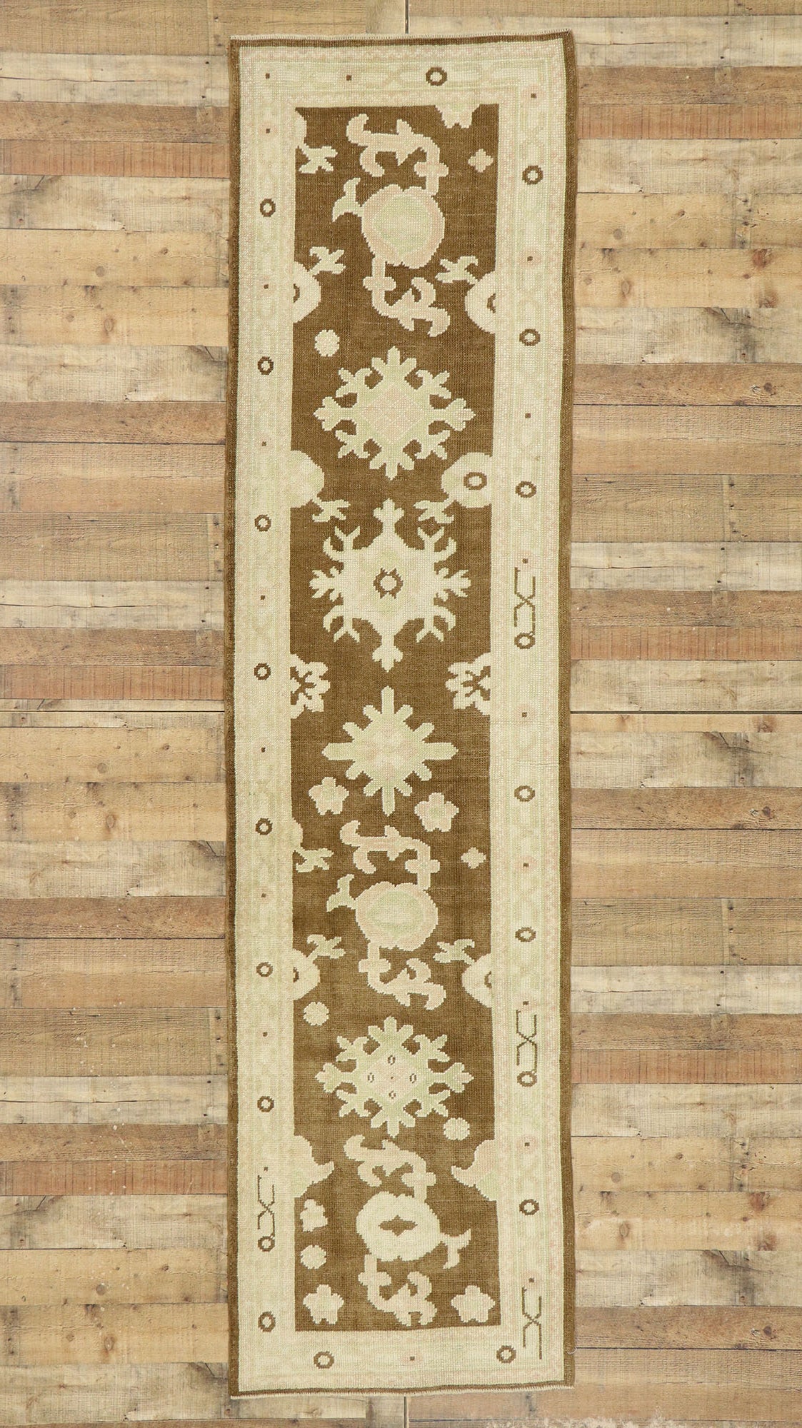 3 x 11 Earth-Tone Turkish Oushak Runner 52953