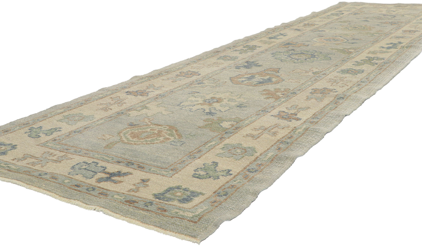 3 x 12 Light Blue Turkish Oushak Rug 53795