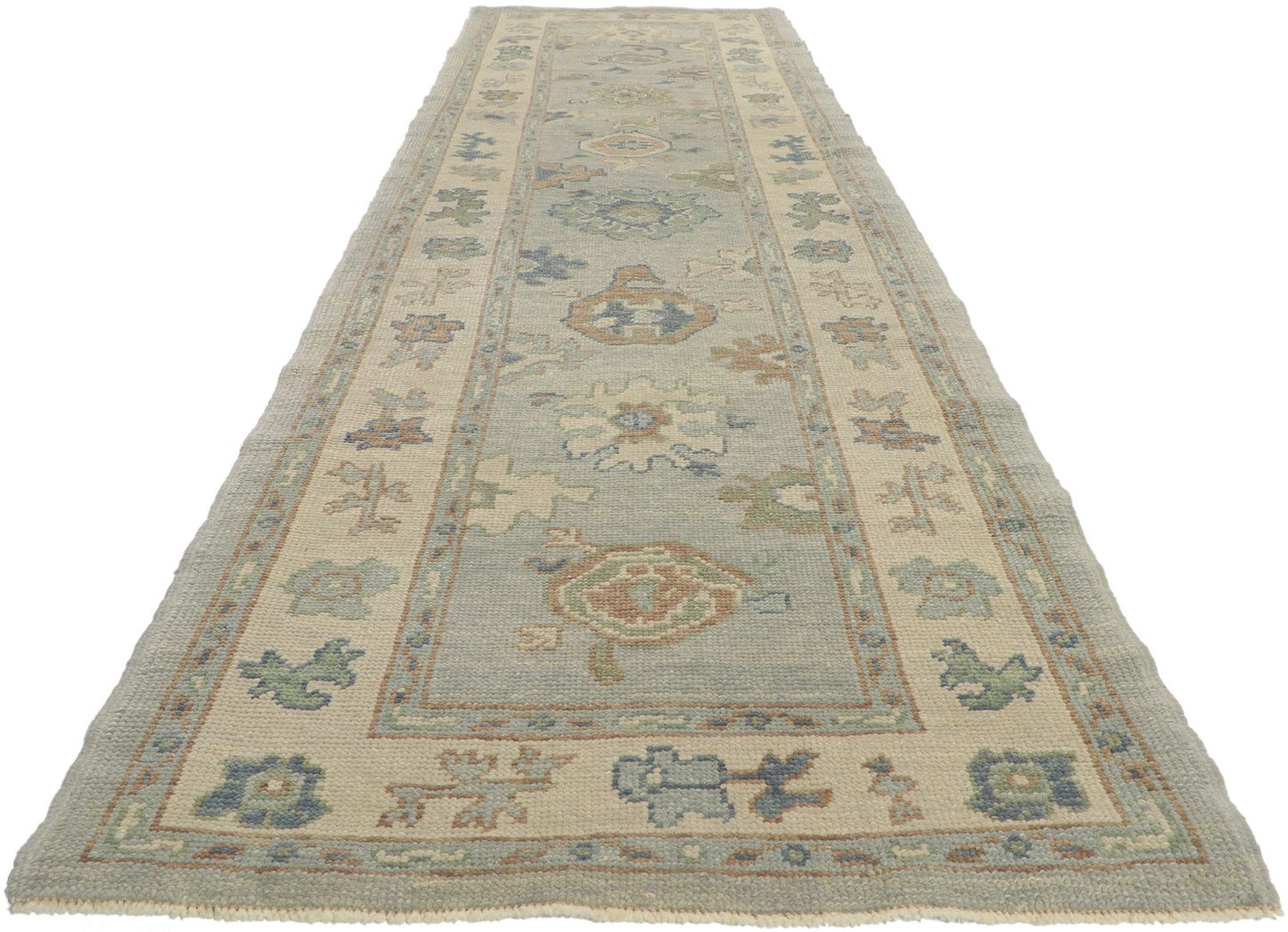 3 x 12 Light Blue Turkish Oushak Rug 53795