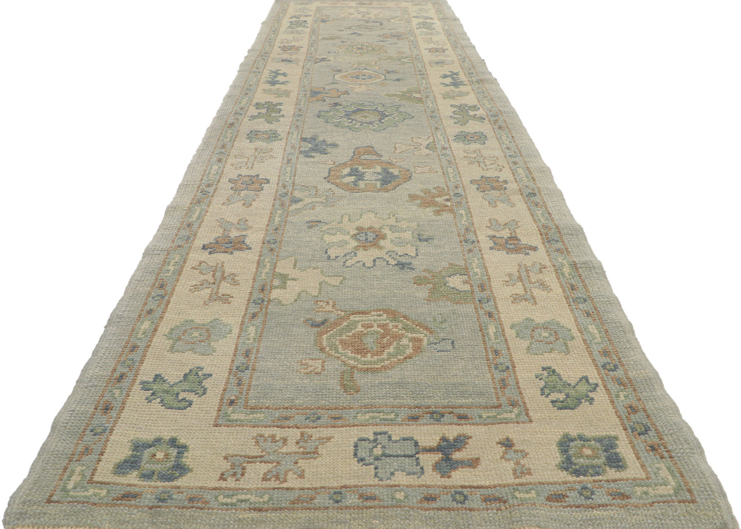 3 x 12 Light Blue Turkish Oushak Rug 53795