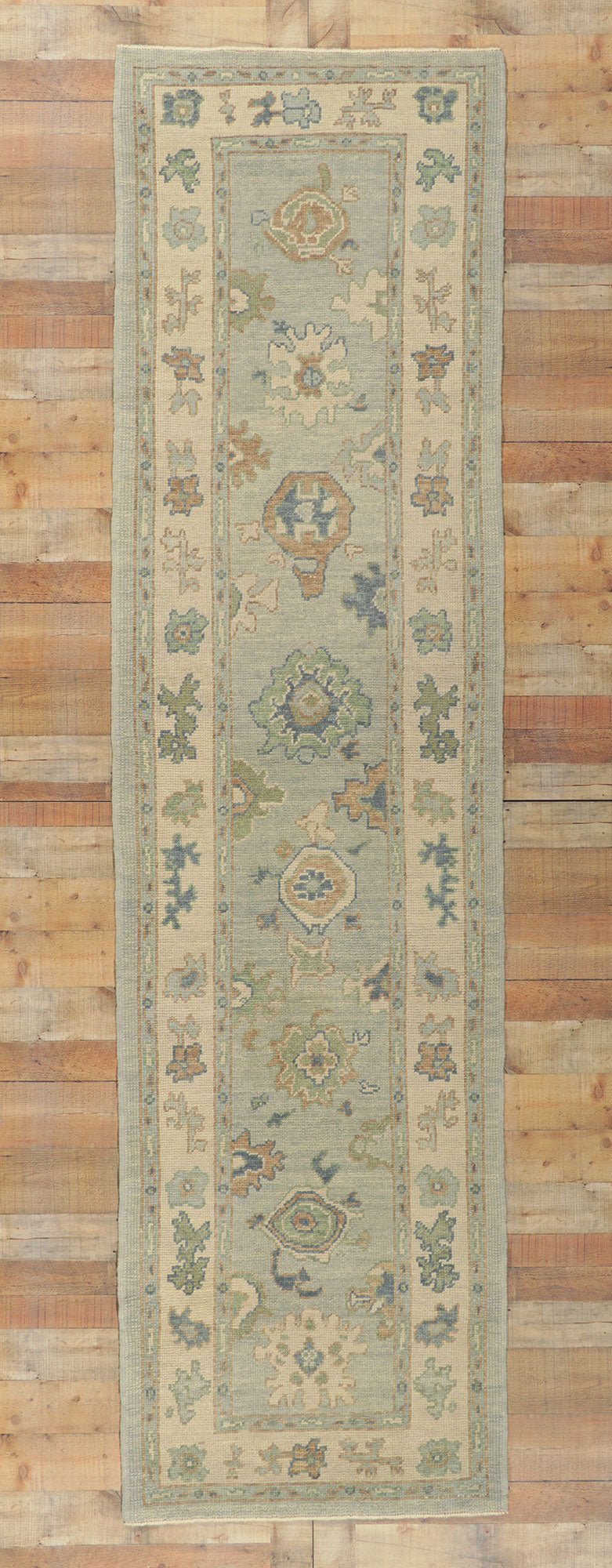 3 x 12 Light Blue Turkish Oushak Rug 53795