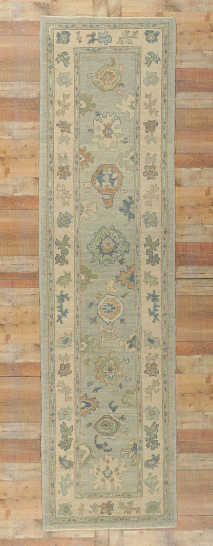 3 x 12 Light Blue Turkish Oushak Rug 53795