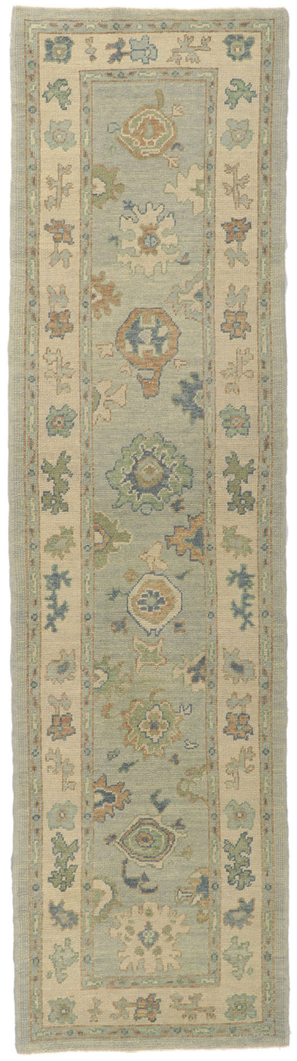 3 x 12 Light Blue Turkish Oushak Rug 53795