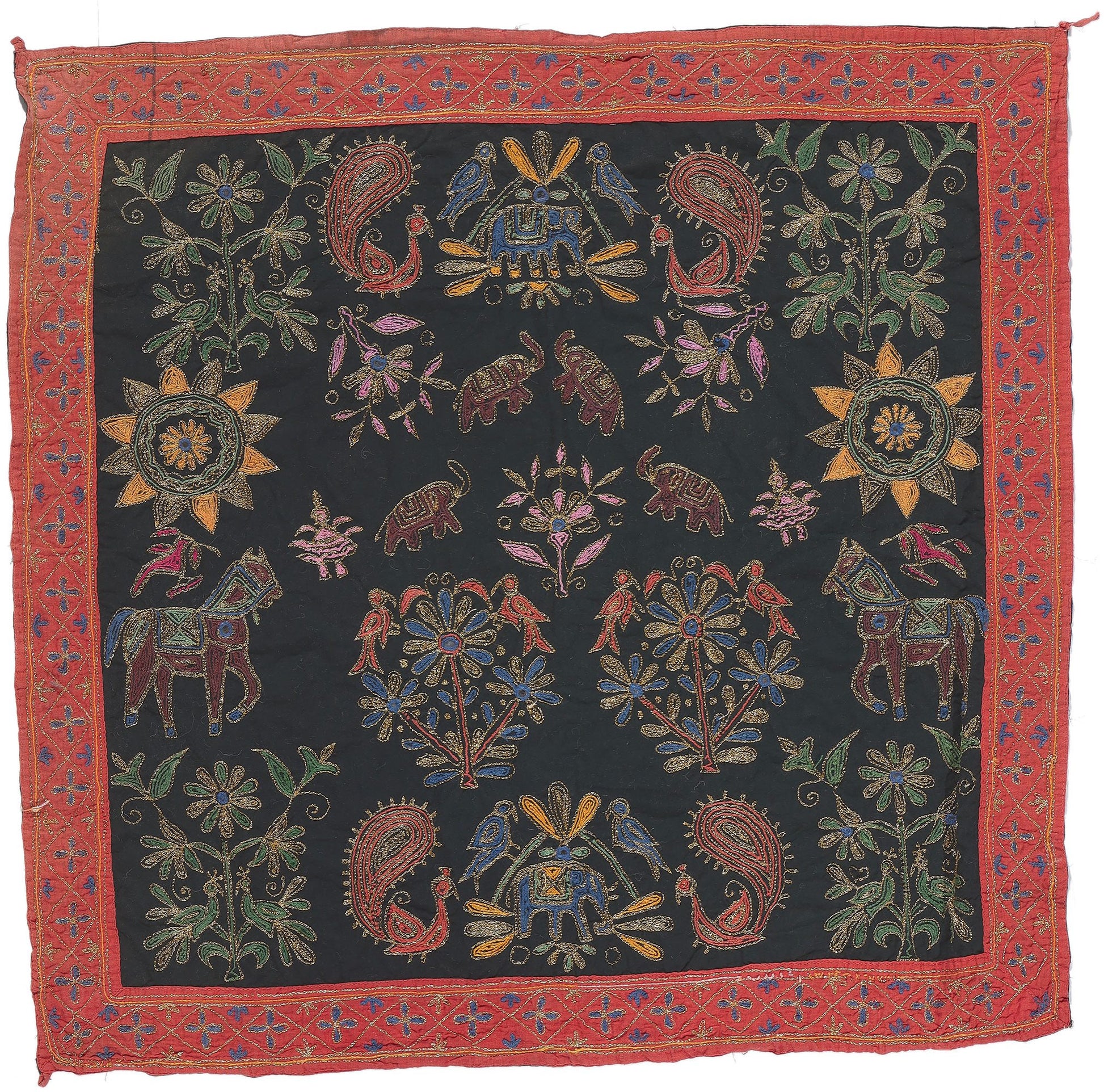 3 x 3 Vintage Tree of Life Embroidered Tapestry 78459