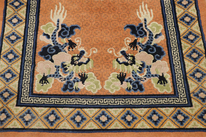 3 x 5 Antique Chinese Dragon Pictorial Rug 77589