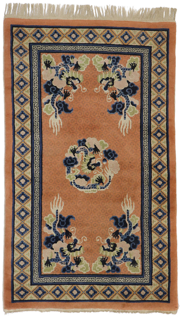 3 x 5 Antique Chinese Dragon Pictorial Rug 77589