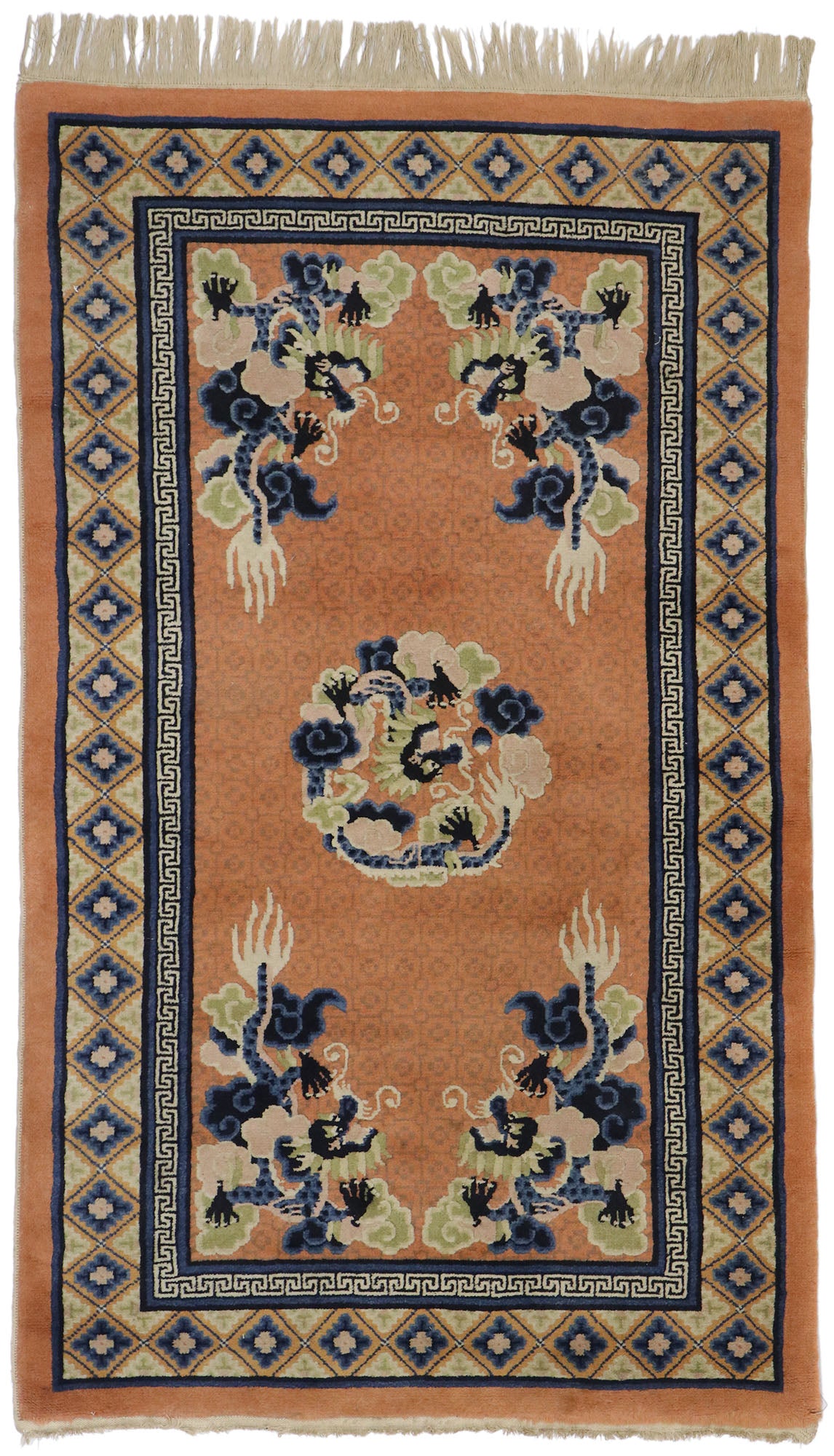 3 x 5 Antique Chinese Dragon Pictorial Rug 77589