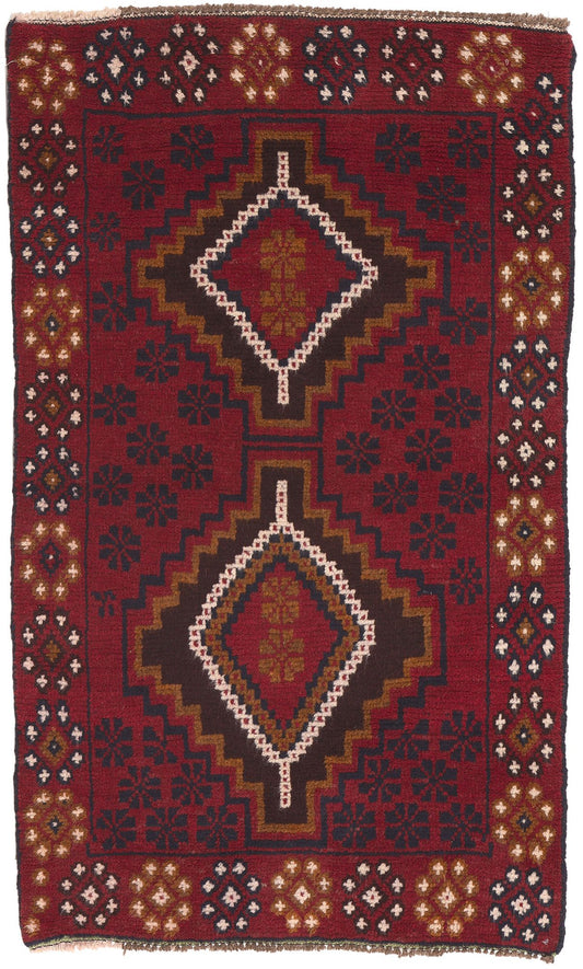 3 x 5 Vintage Afghan Baluch Rug 78631