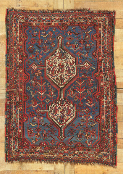 4 x 5 Antique Persian Shiraz Rug 78519