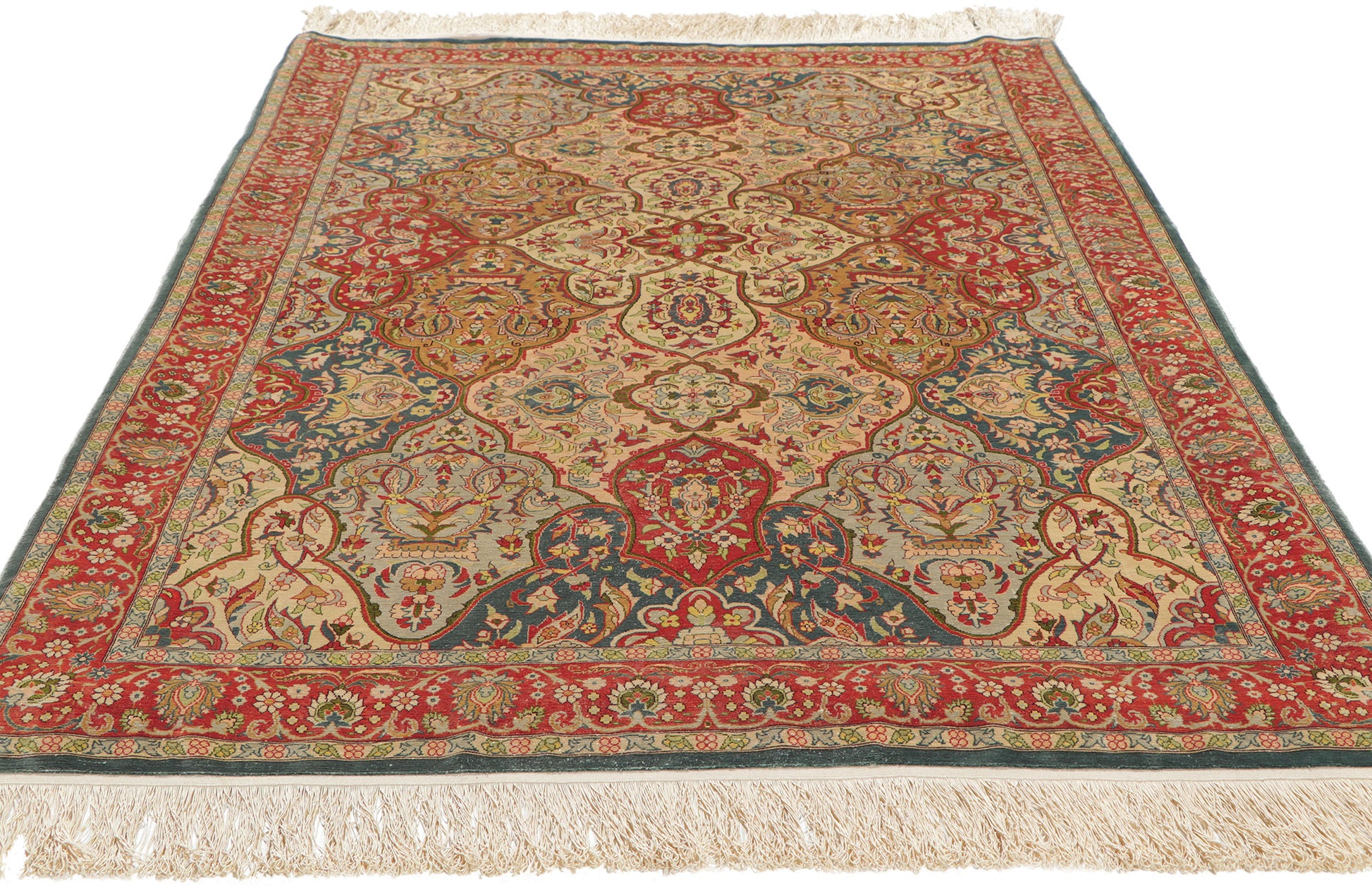 4 x 5 Vintage Turkish Silk Hereke Rug 78514