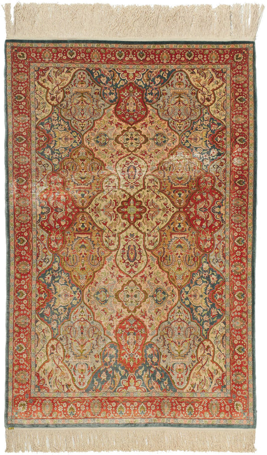 4 x 5 Vintage Turkish Silk Hereke Rug 78514