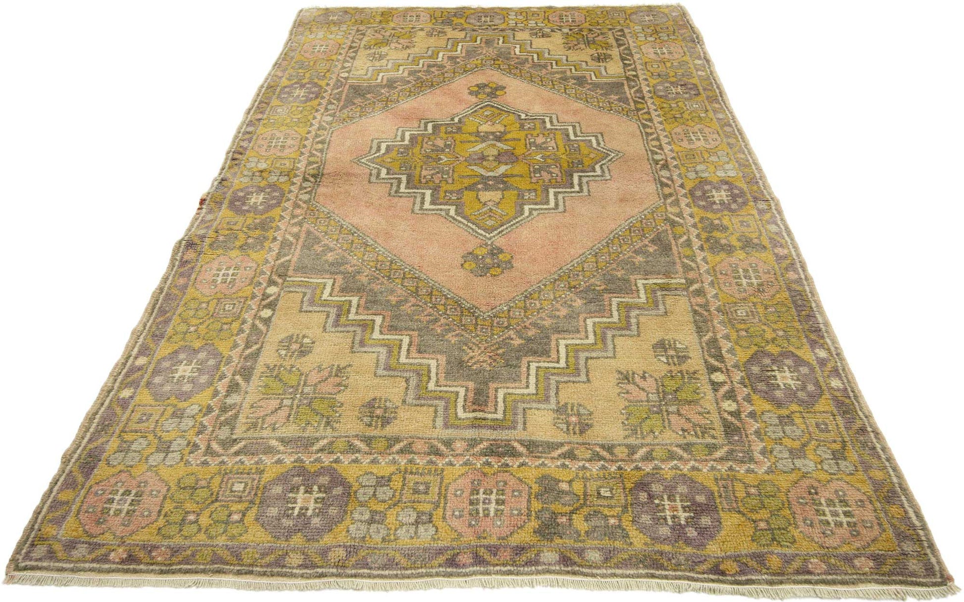 4 x 6 Vintage Turkish Oushak Rug 50071