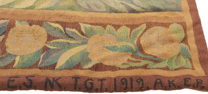 4 x 7 Antique French Scandinavian Verdure Tapestry 78461