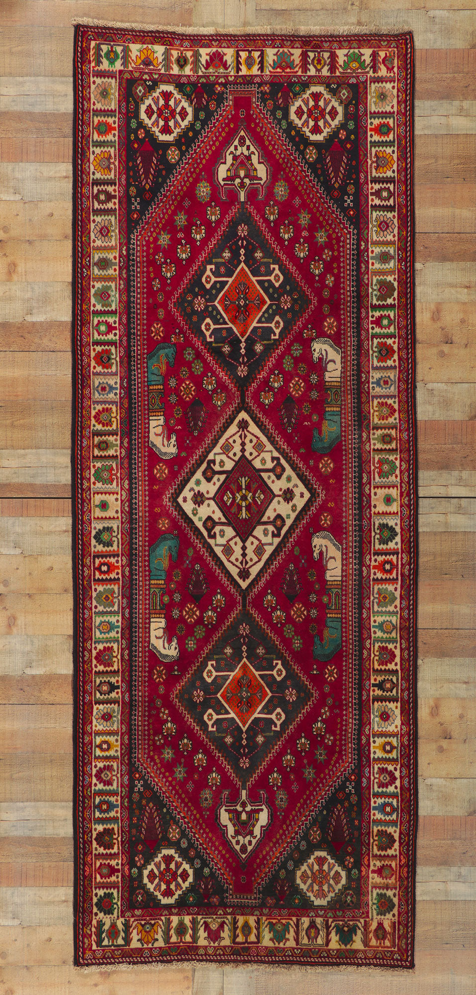 4 x 10 Vintage Persian Shiraz Runner 61046