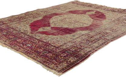 4 x 5 Antique Persian Silk Tabriz Rug 76951