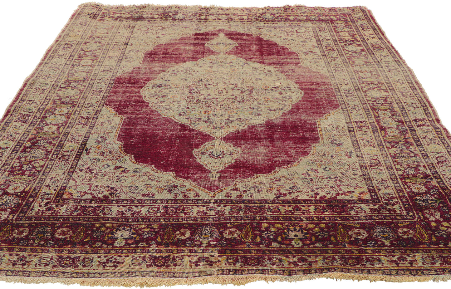 4 x 6 Antique Persian Silk Tabriz Rug 76953
