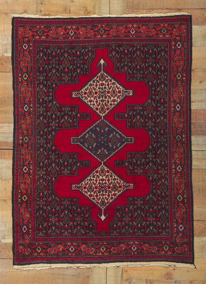 4 x 5 Vintage Persian Senneh Rug 78307