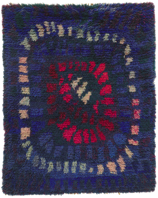 4 x 5 Viola Grasten Vintage Swedish Rya Rug 78473